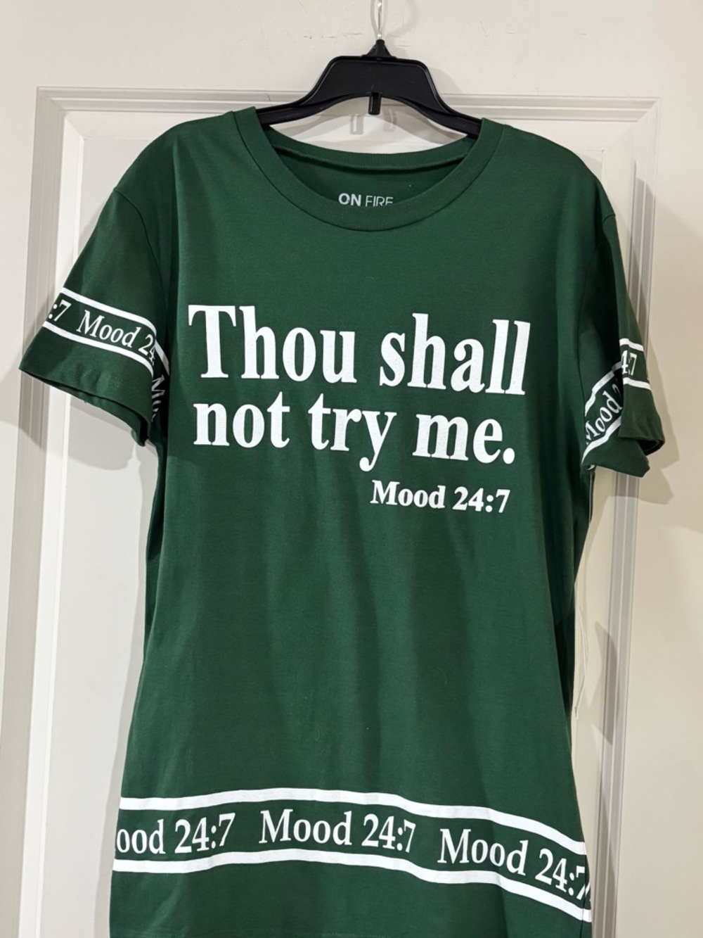 On Fire Green Graphic Tee with White Print